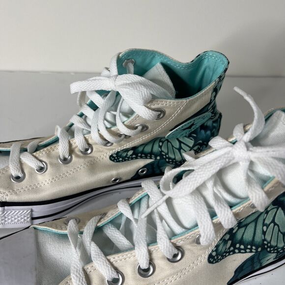 Converse Unisex Chuck Taylor All Star Hi Top Womens 10 Turquoise Butterfly Print - Picture 4 of 9